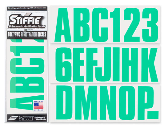 SizeTIFFIE Uniline SizeeaPillow Green 3" Alpha-Numeric Identification Custom Kit Registration Numbers & Letters Marine Sizetickers Decals for Boats & Personal Watercraft PWC