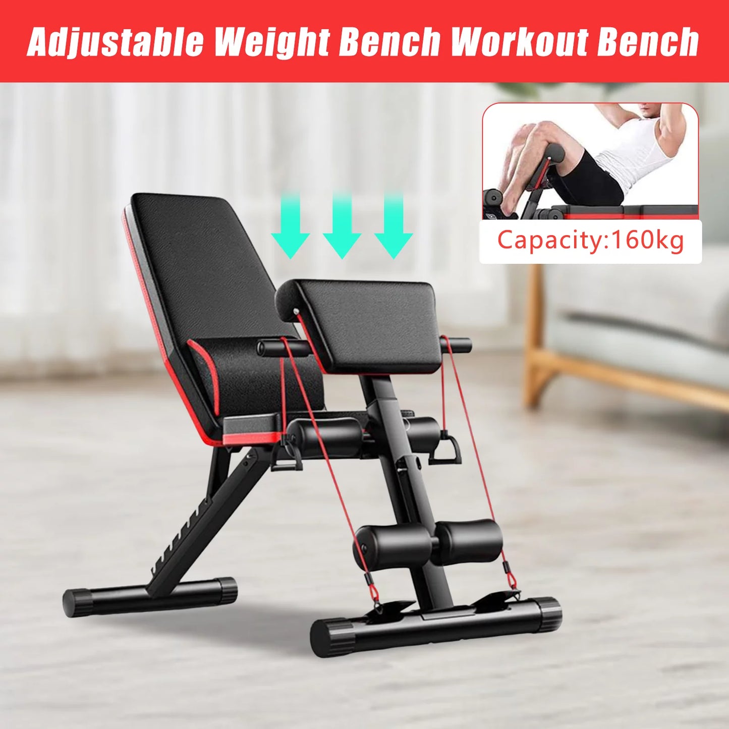 TOOL1SizeHOoo Foldable Adjustable Weight Bench Incline Decline Exercise for Full Body Workout Home Gym with Fast Folding