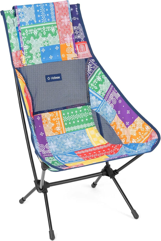 YANPO Chair Two Ultralight, High-Back, Collapsible Camping Chair, Rainbow Bandana, with Pockets