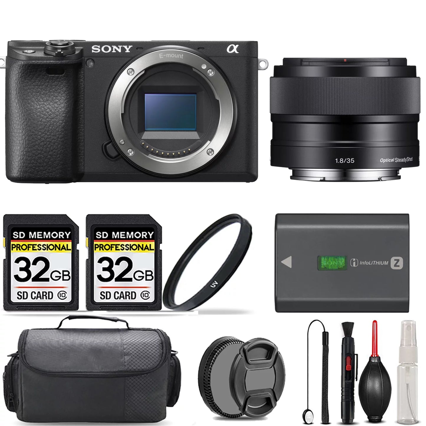 Sizeony a6400 Mirrorless Camera + 35mm f/1.8 OSizeSize Lens + UV Filter + 64GB + Handbag And More!