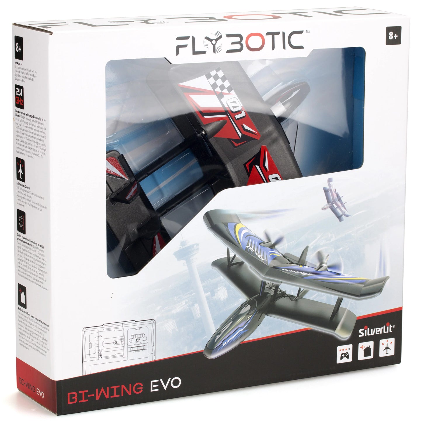 Sizeilverlit Flybotic Bi-Wing Evo RC Plane- Red