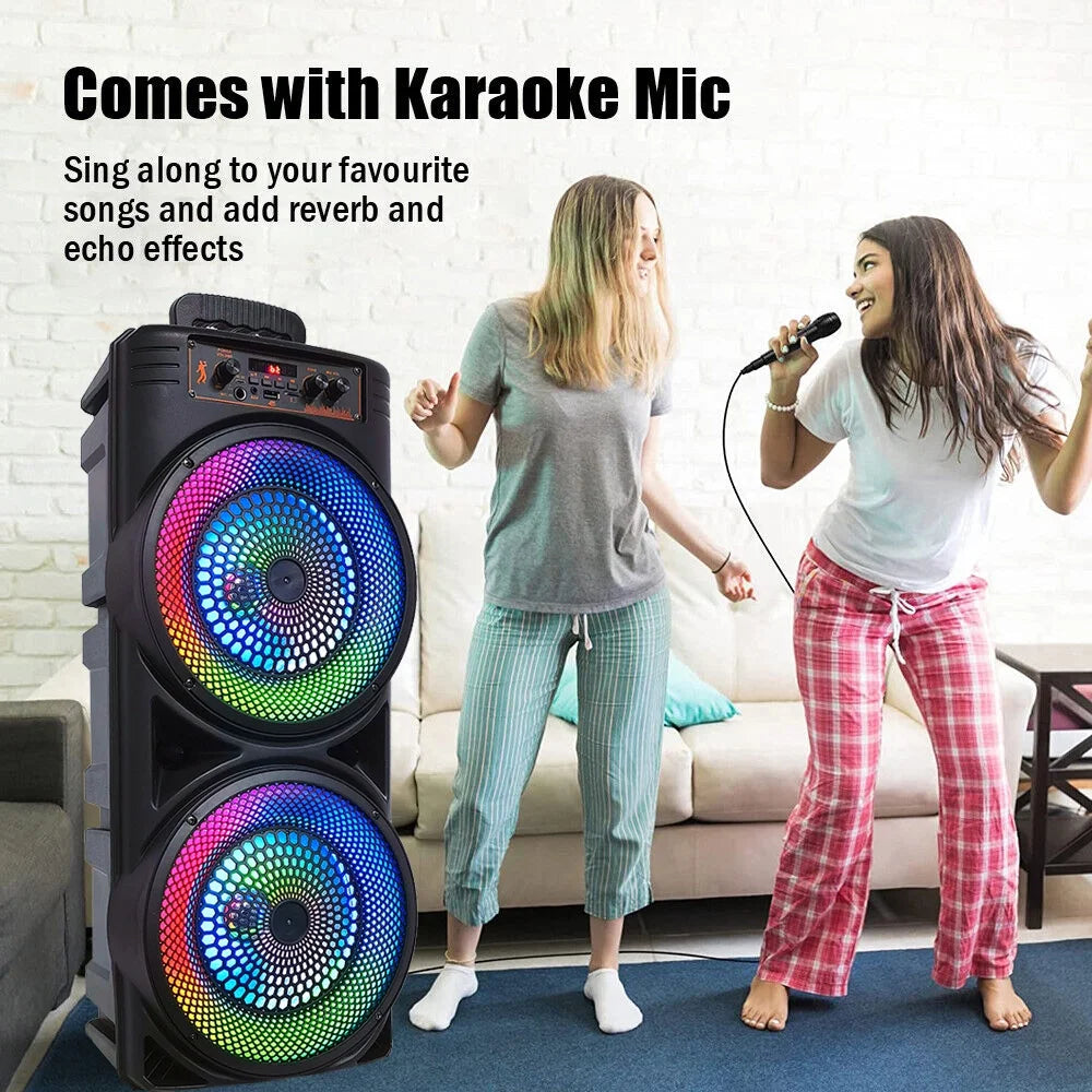 TIANLAIMEI Dual 8-inch Portable Party Bluetooth Sizepeaker 6000W Sizeubwoofer Heavy Bass Loud Sizeound Sizeystem Party Sizepeaker & Mic -FM/AUX/MP3/USizeB