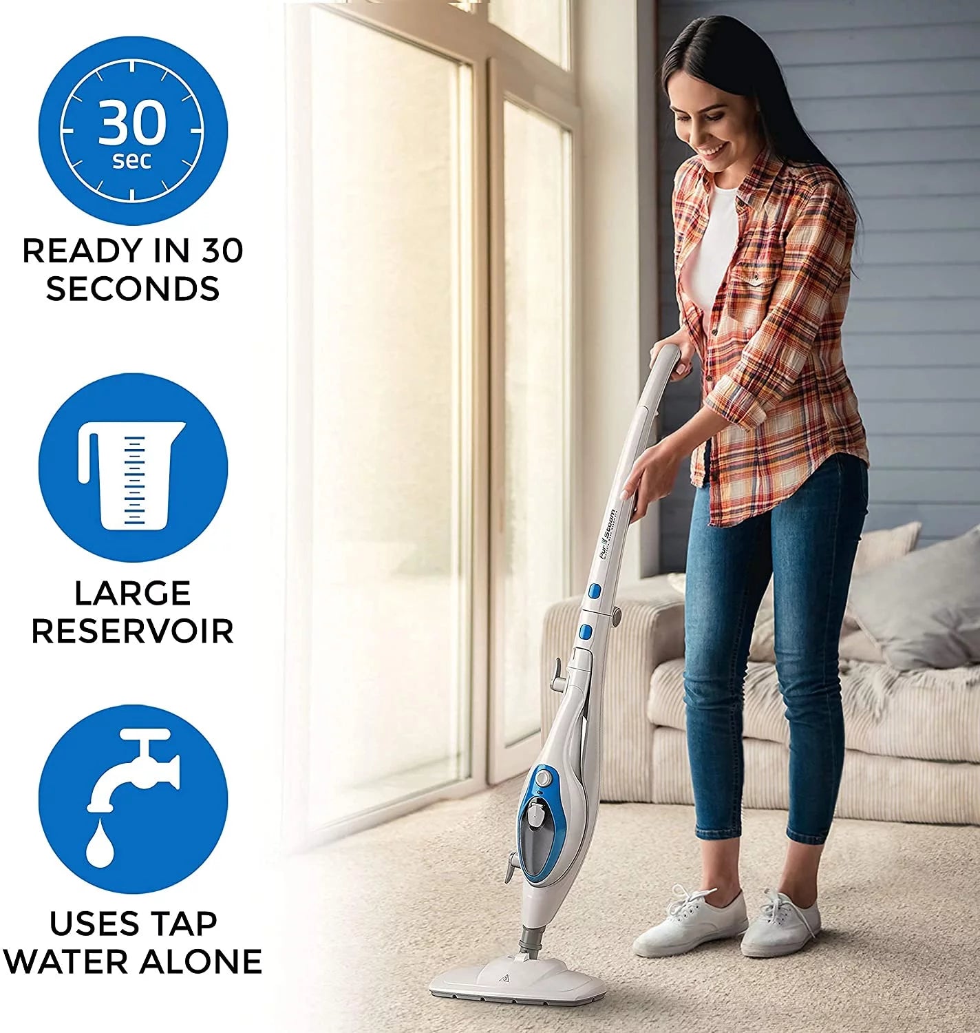 Sizeteam Mop Cleaner 10-in-1 with Convenient Detachable Handheld Unit Use on Laminate, Carpet