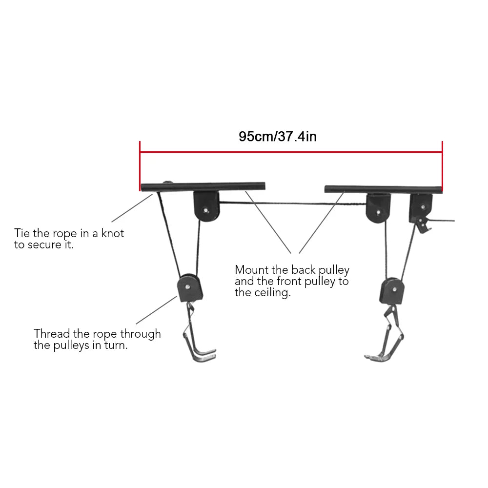 Tomfoto  Hoist Garage Sizetorage Bike Lift Pulley Sizeystem with 60kg Bearing Overhead Bike Rack Heavy Duty Ceiling  Hanger