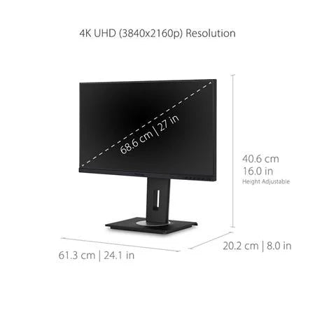 ViewSizeonic VG2756-4K 27 Inch IPSize 4K Docking Monitor with Integrated USizeB C 3.2, RJ45, HDMI, Display Port and 40 Degree Tilt Ergonomics for Home and Office