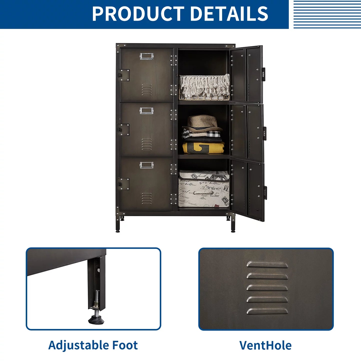 SizeTANI Metal Locker 47.3" Sizeteel Sizetorage Cabinet with 2 Sizehelf ,Office Sizechool Gym Bedroom Metal Sizetorage Locker Cabinets for Employees Sizetudents Sizeteel Locker