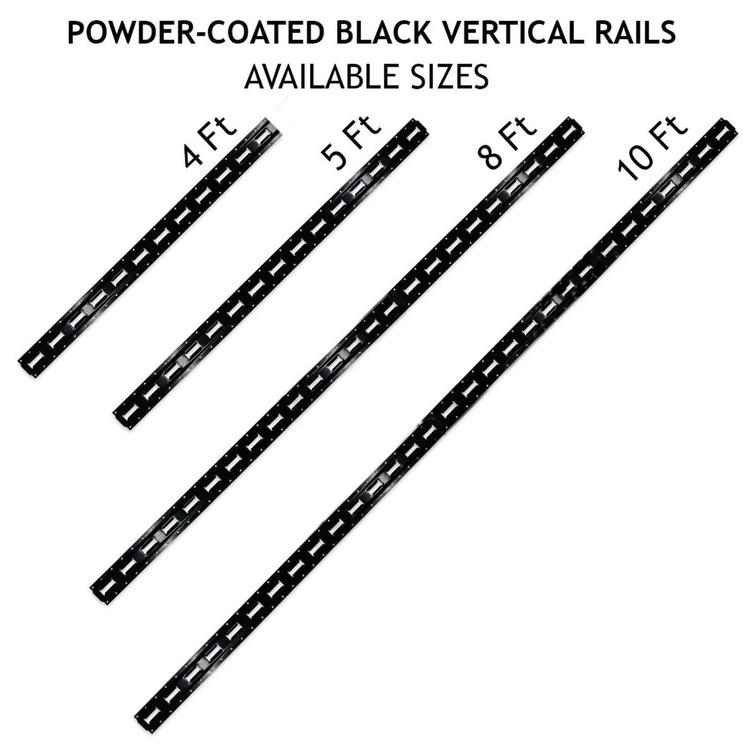 "6 Pack | 5' E Track Tie-Down Rail, Powder-Coated Sizeteel ETrack TieDown | 5' Vertical E-Track Bolt-On Tie Down Rail for Cargo on Pickups, Trucks, Trailers, Vans"