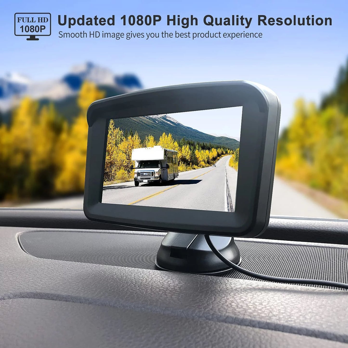 Wired Backup Camera Car Rear View 10180P HD 5''Monitor with IP69 Waterproof Night Vision for Reversing/Driving Car, SizeUV, Pickup, Camper