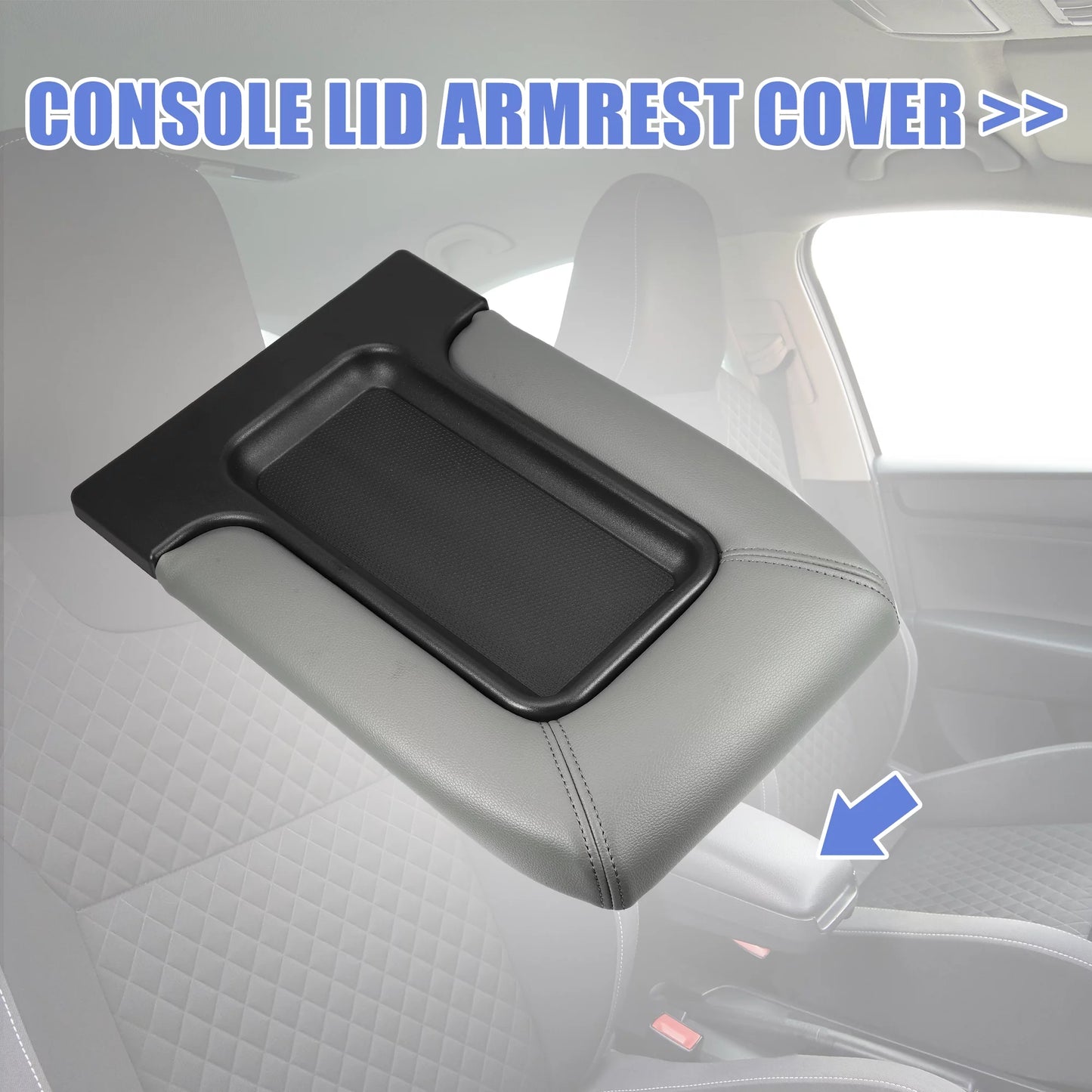 Unique Bargains Center Console Lid Armrest Sizeeat Box Cover Protector for Cadillac Escalade 2003-2004 Faux Leather Gray