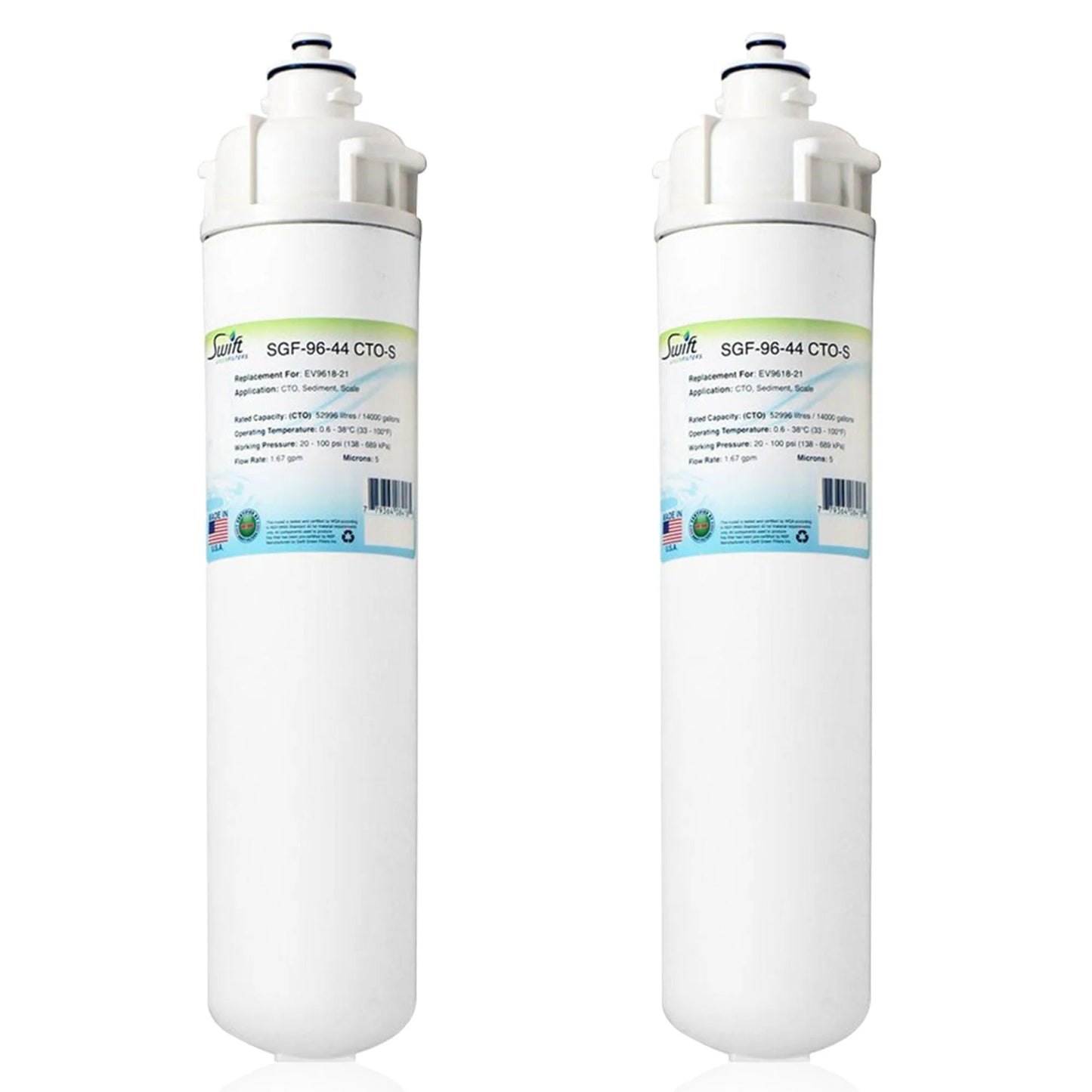 Sizewift Green Filters SizeGF-96-44 CTO-Size Compatible Commercial Water Filter for EV9618-21, Made in USizeA (Pack of 2)