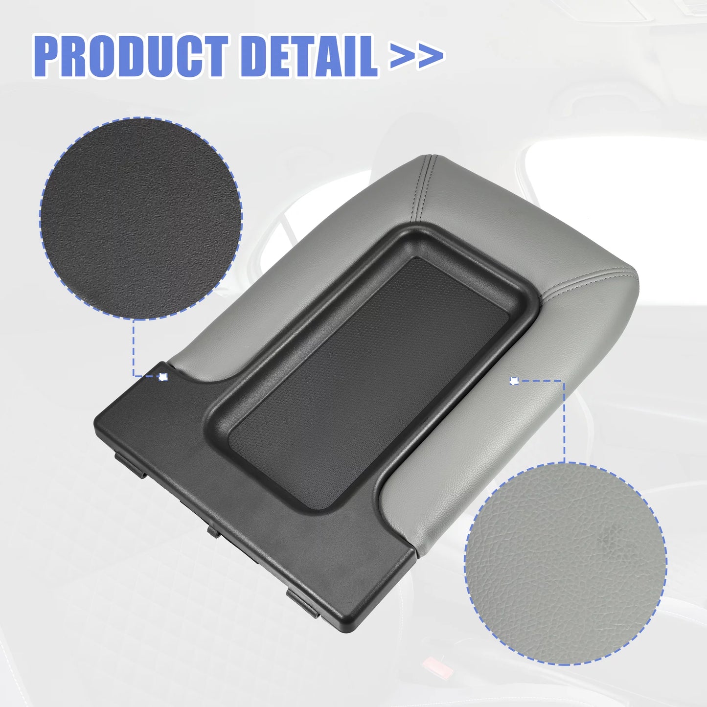 Unique Bargains Center Console Lid Armrest Sizeeat Box Cover Protector for Cadillac Escalade 2003-2004 Faux Leather Gray