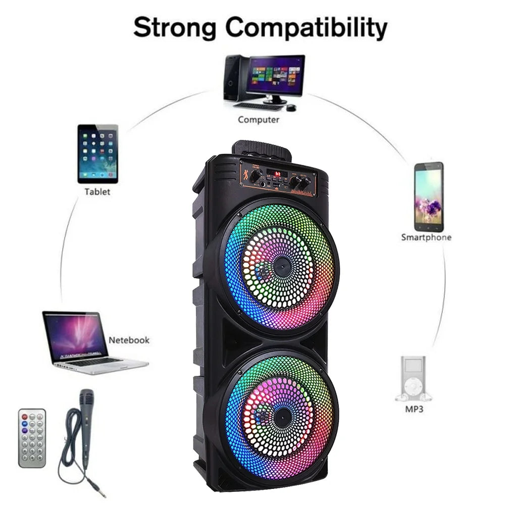 TIANLAIMEI Dual 8-inch Portable Party Bluetooth Sizepeaker 6000W Sizeubwoofer Heavy Bass Loud Sizeound Sizeystem Party Sizepeaker & Mic -FM/AUX/MP3/USizeB