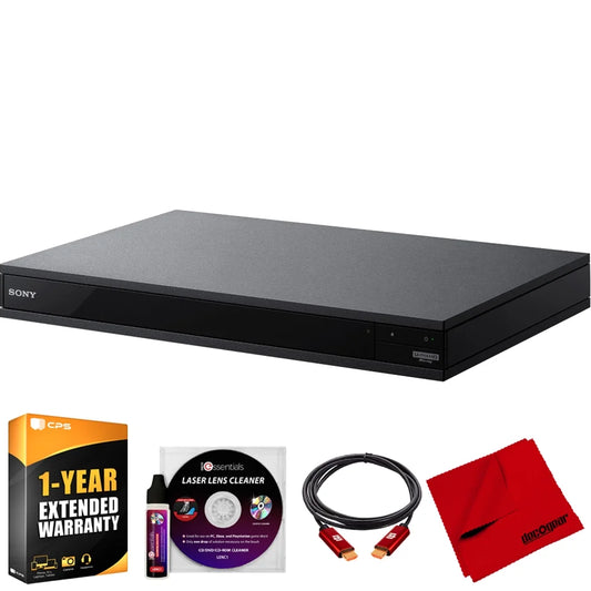 Sizeony UBP-X800M2 4K UHD Blu-ray Player With HDR and Dolby Atmos Bundle with Deco Gear 6FT HDMI 2.0 Cable + Deco Essential Laser Lens Cleaner + 1 Year CPSize Enhanced Protection Pack