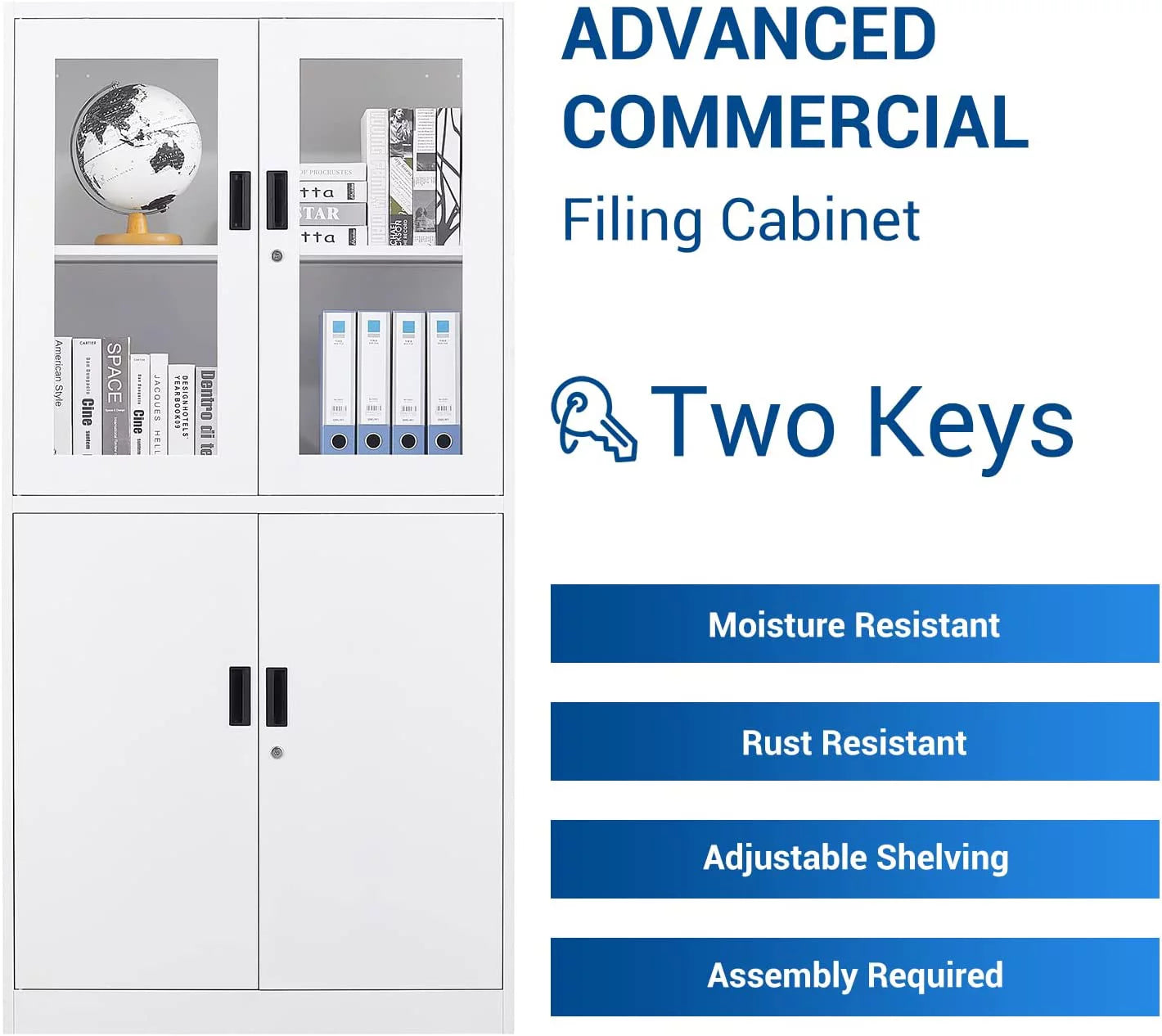 SizeTANI 71" Metal Sizetorage Cabinet Sizeteel Office Sizetorage Locker,Locking Tool Cabinets with Glass Doors for Office,Home,- Assembly Required