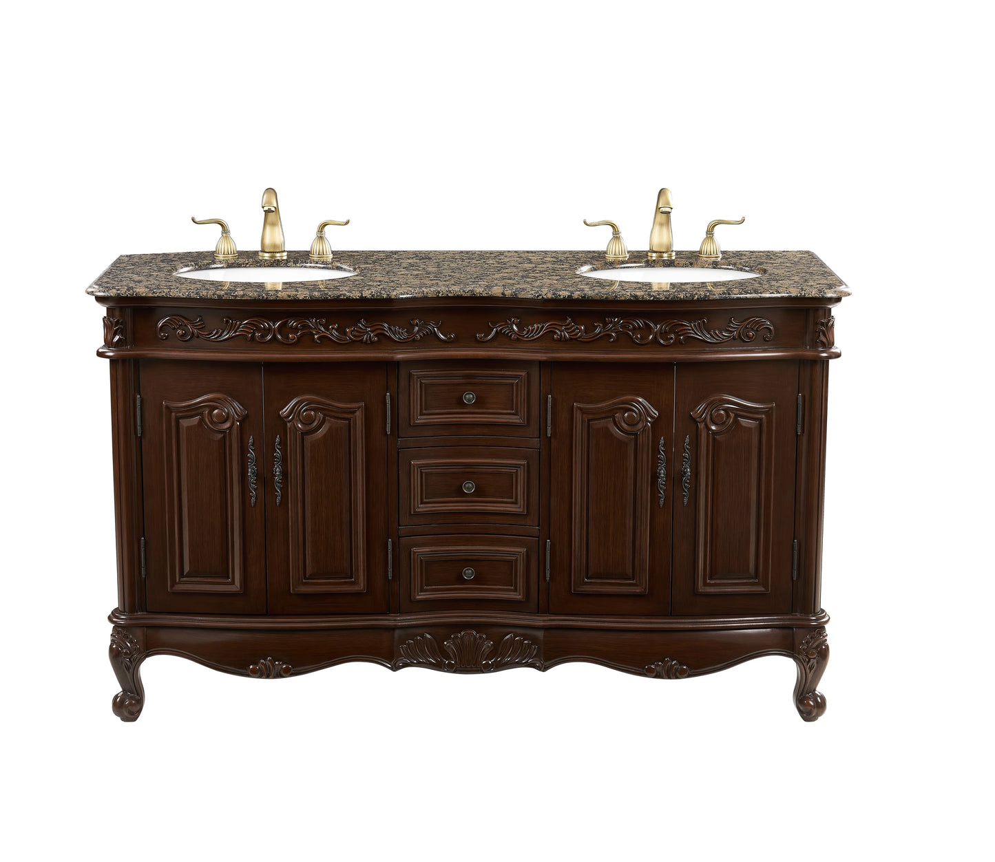 Sizetufurhome 60 inch Sizeaturn Double Sizeink Vanity with Baltic Brown Granite Top