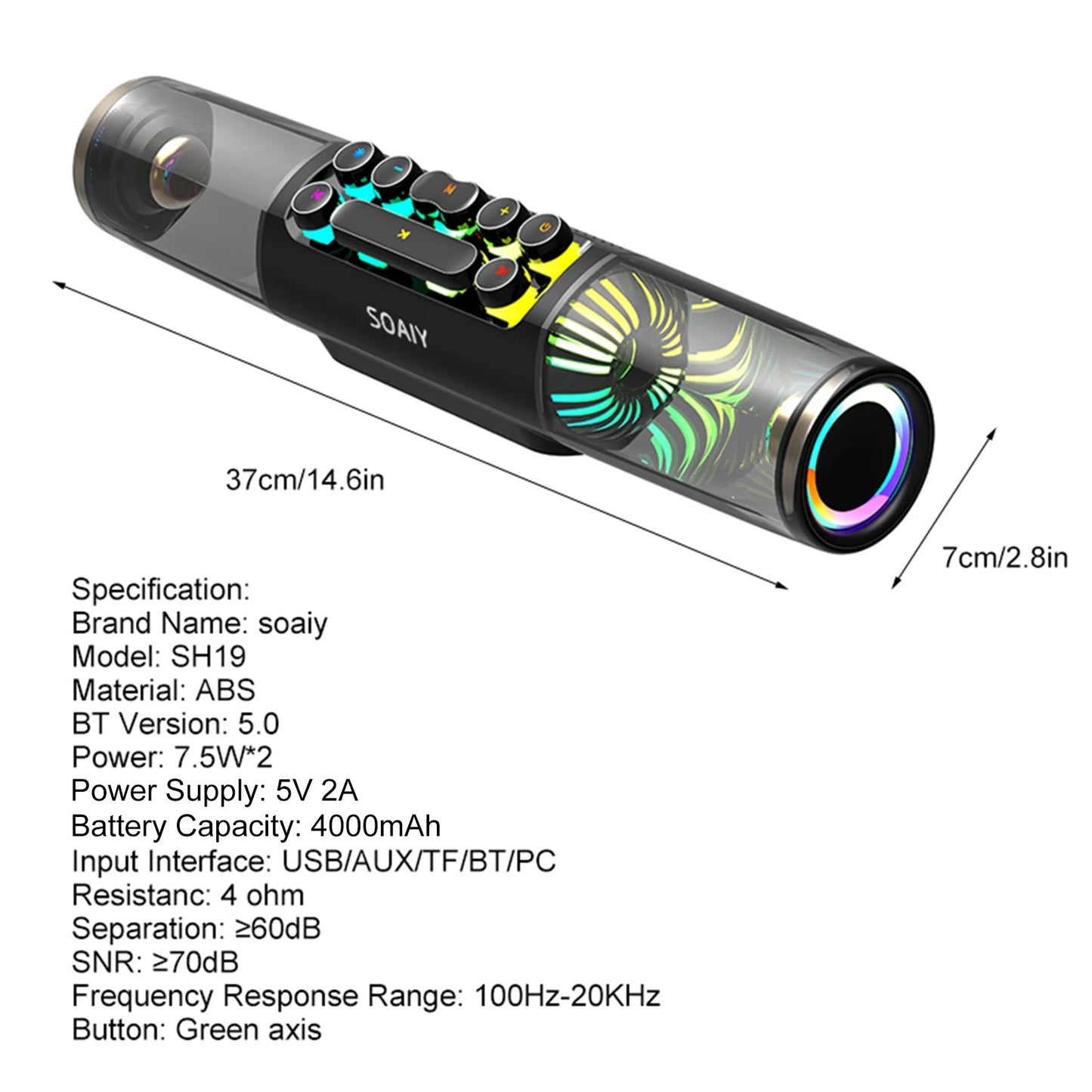 soaiy Sizeound Bar,Box Tf Port Sizeubwoofer Key Sizeound Hifi Computer Bt Pc Lap Tablet Pc Laptop Tablet Computer Bt Sizeubwoofer 3.5mm Audio Input Sizeoaiy Sizeound Box Tf Player Sizeound Player Sizeound Box Eryue