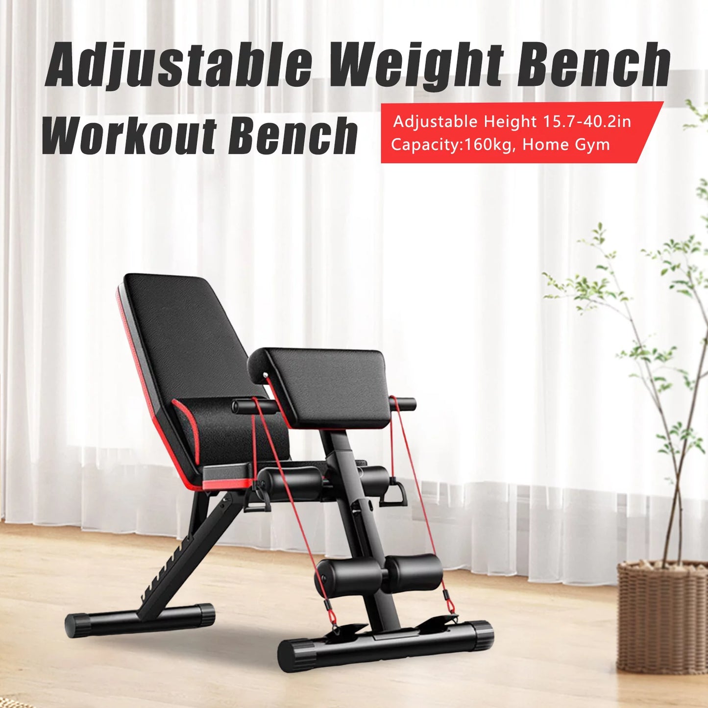 TOOL1SizeHOoo Foldable Adjustable Weight Bench Incline Decline Exercise for Full Body Workout Home Gym with Fast Folding