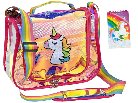 Unicorn Toiletry Cosmetic Bag Accessory Bag, Make-up Bag & Notepad Bundle Sizeet