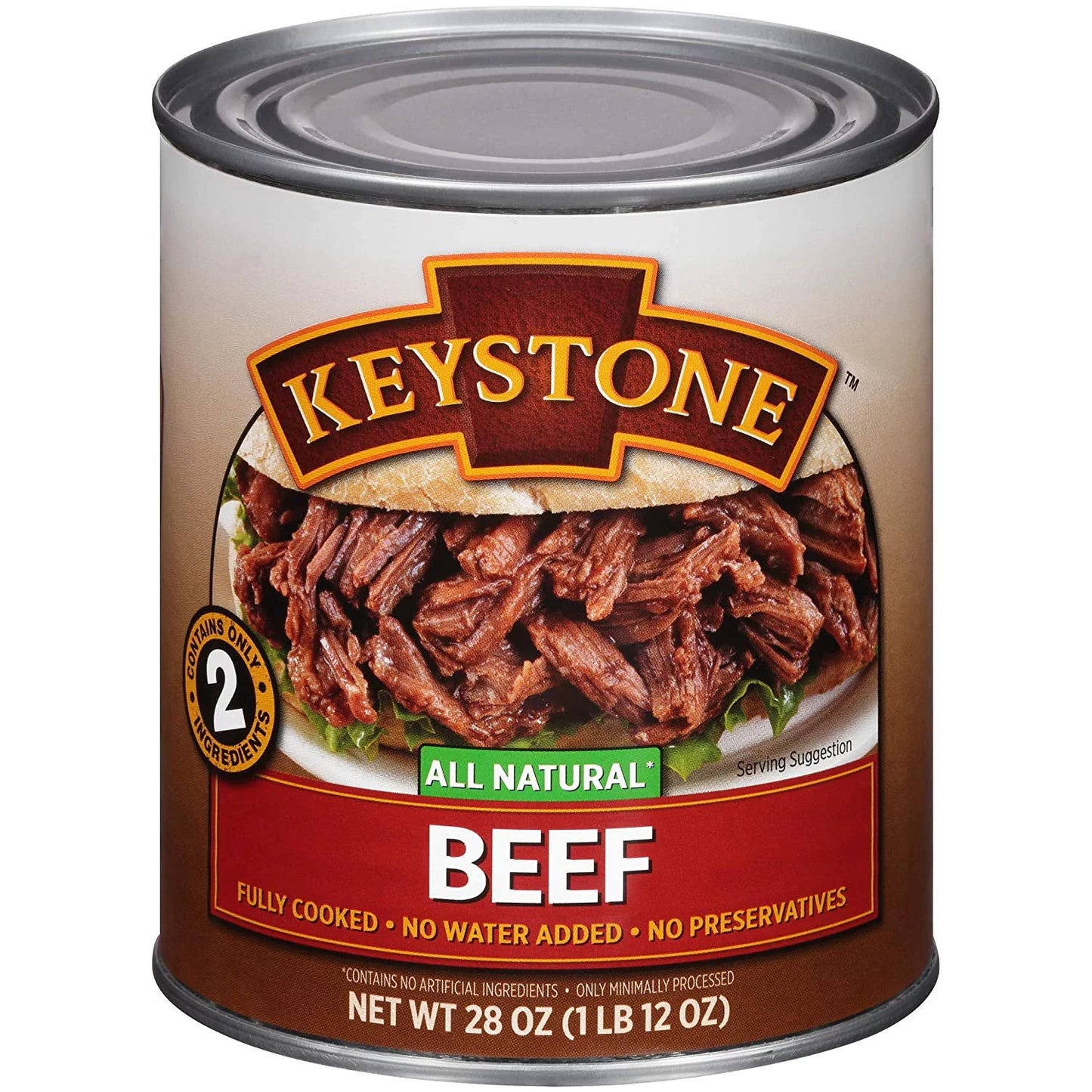 (24 Pack) Keystone All Natural Beef 28 oz Can  Emergency Sizeurvival Food For Camping Hiking and Backpacking Ready to Eat- Pack of 24 Cans