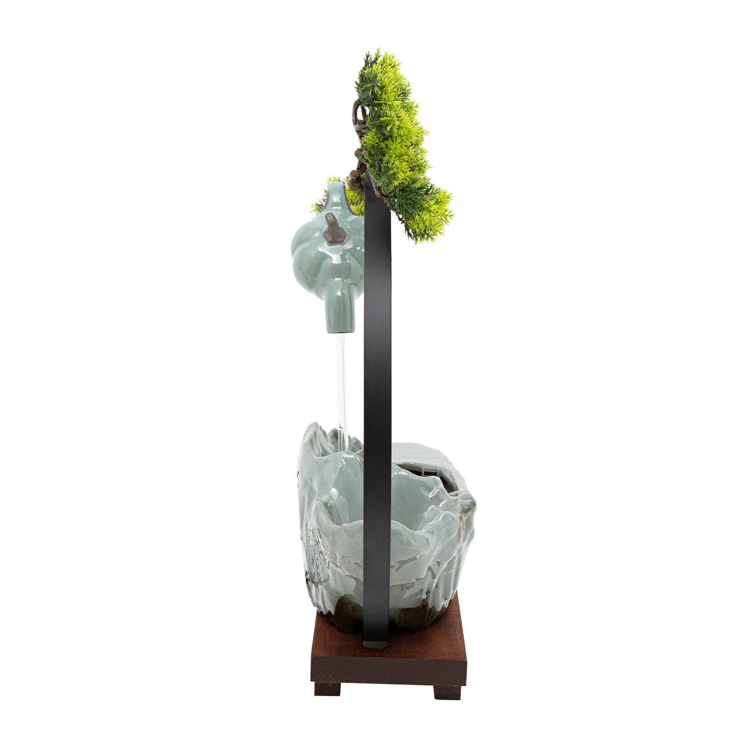 Tabletop Fountain with LED Light and Atomizer Waterfall Zen Meditation Desktop Rockery