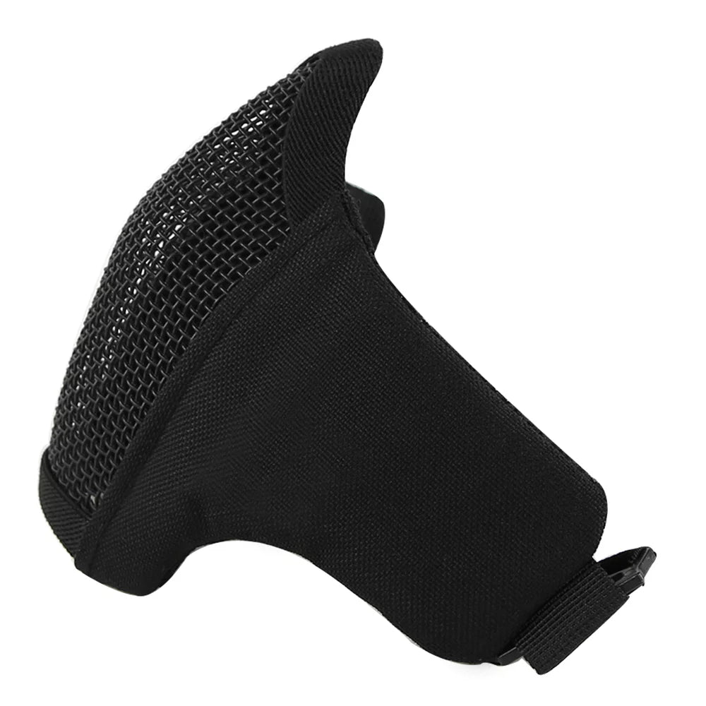 Wosport Paintball Foldable Half Face Lower Unisex Mask Cozy Adjustable Protective Prop Black