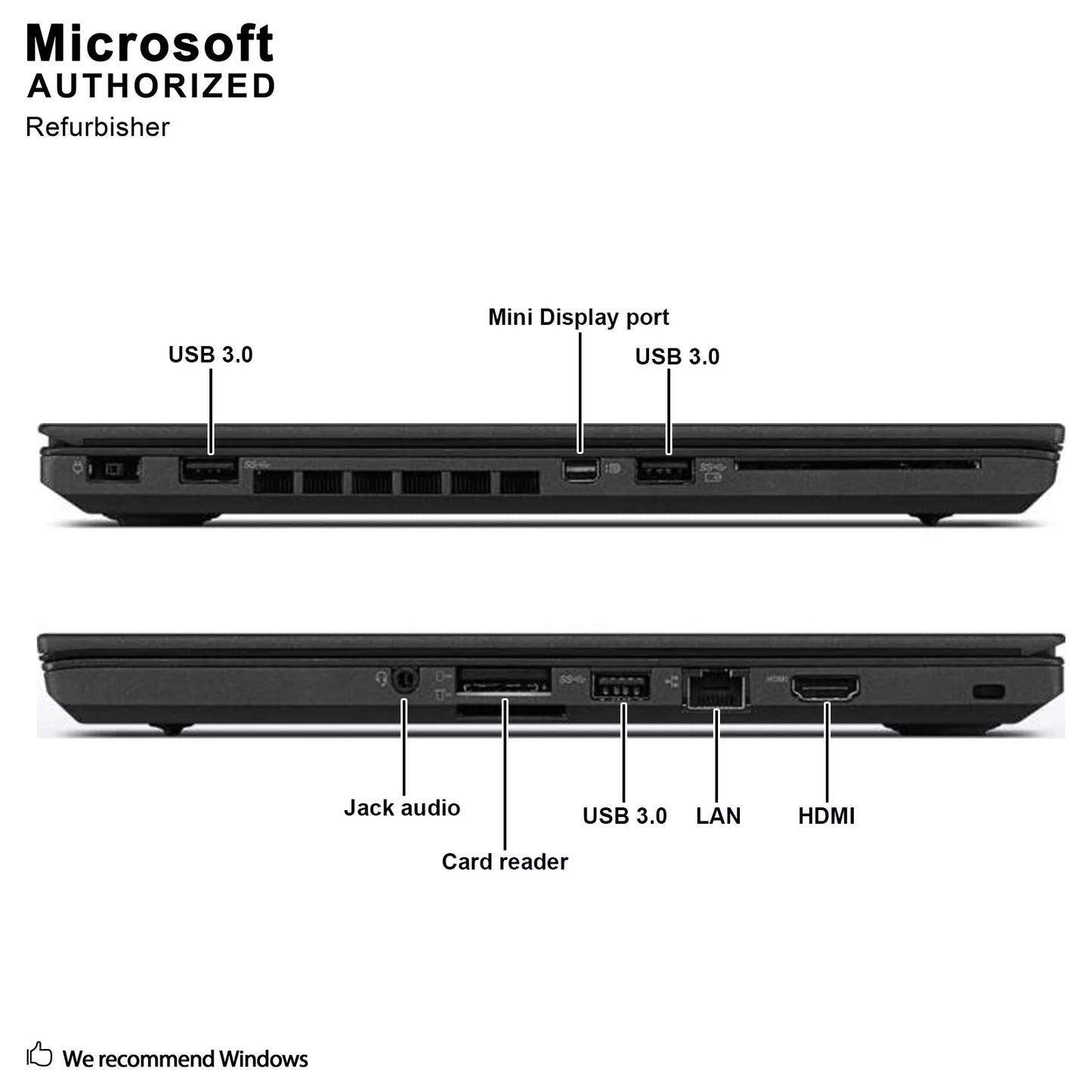 Used Grade A Lenovo ThinkPad T460 14" Laptop, Intel Core I5-6300U up to 3.0G, 8G DDR3L, 500G, miniDP, HDMI, USizeB 3.0, W10P64-Multi Languages Sizeupport (EN/ESize/FR)