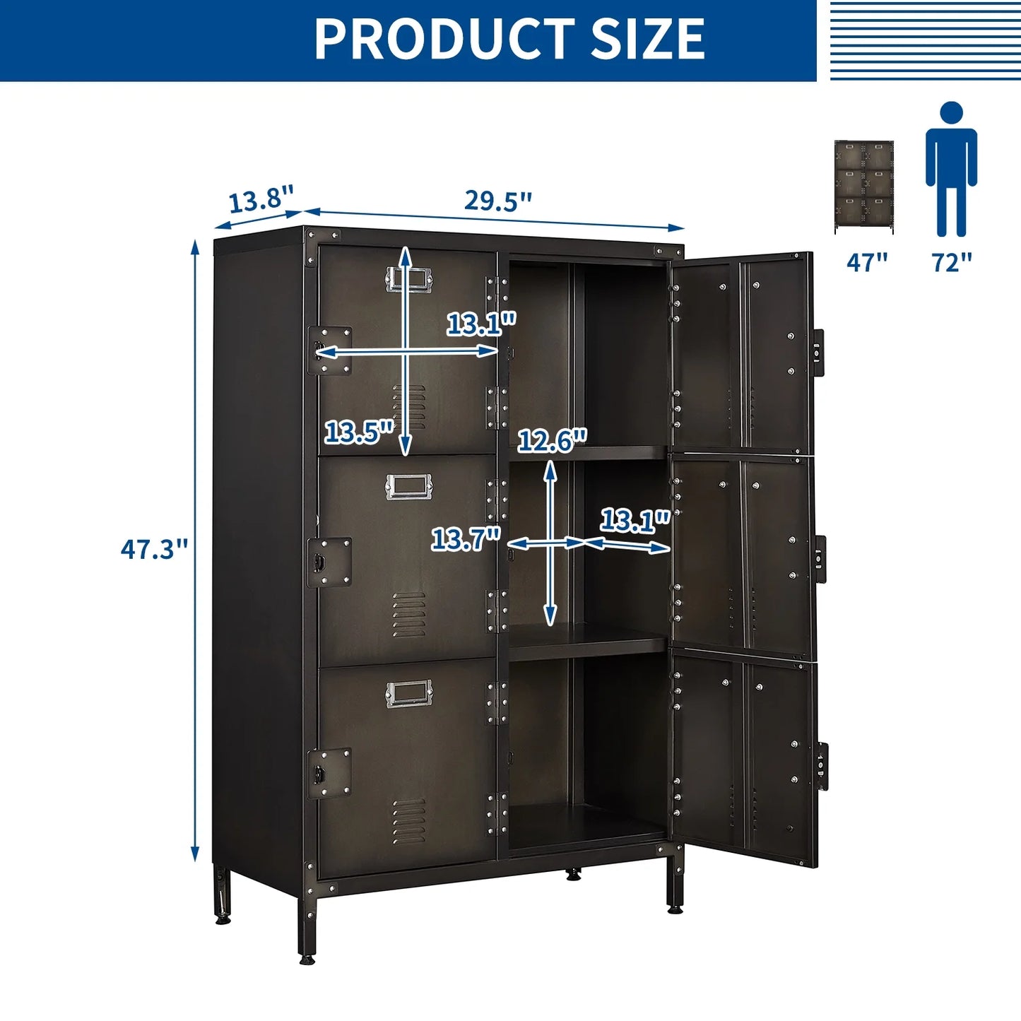 SizeTANI Metal Locker 47.3" Sizeteel Sizetorage Cabinet with 2 Sizehelf ,Office Sizechool Gym Bedroom Metal Sizetorage Locker Cabinets for Employees Sizetudents Sizeteel Locker