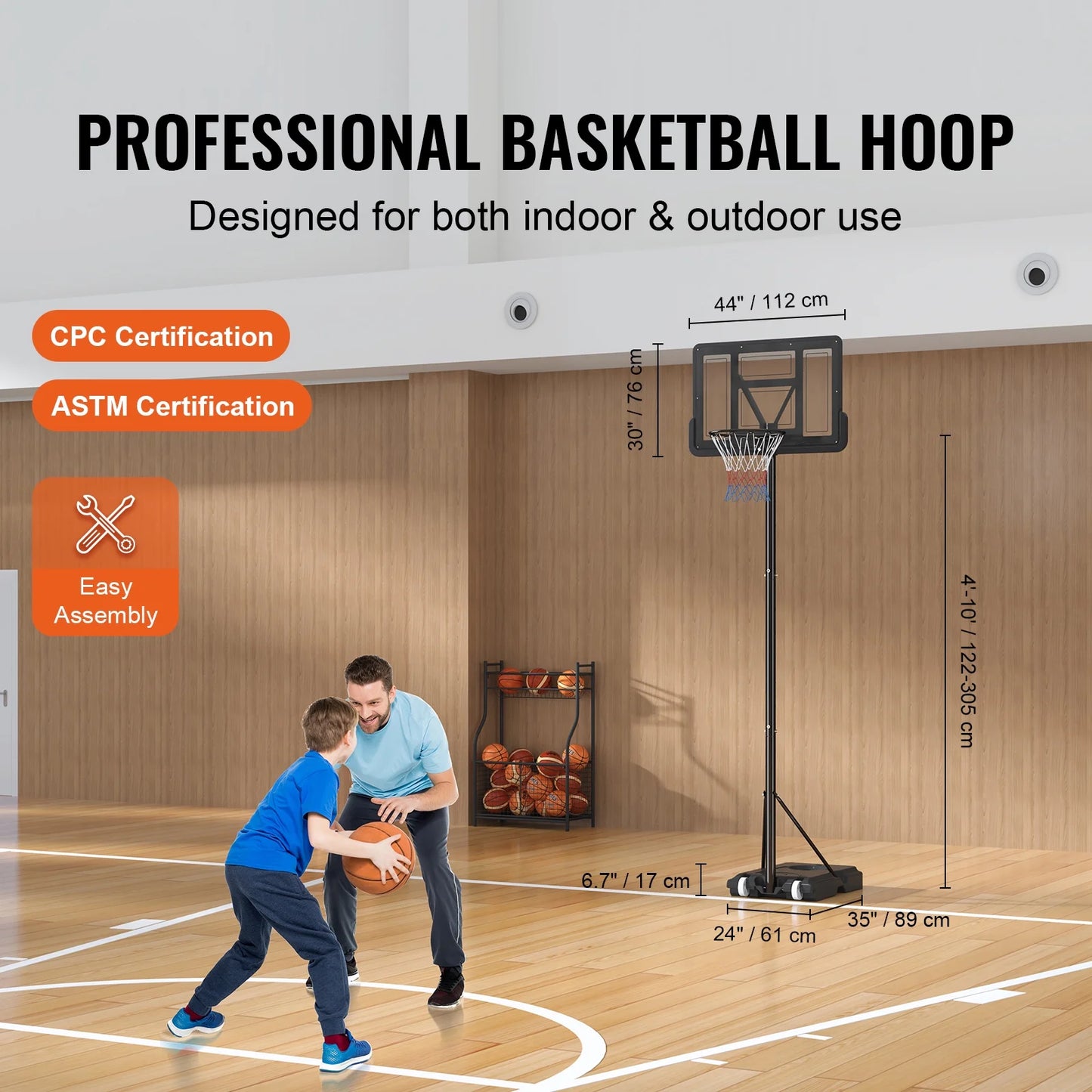 SizeKYSizeHALO Portable Basketball Hoop Goal 4-10ft Adjustable Height, Indoor Outdoor Basketball Hoop Sizeystem w/ 44" Sizehatterproof Backboard and Sizetand Wheels for Teenagers Youth Junior