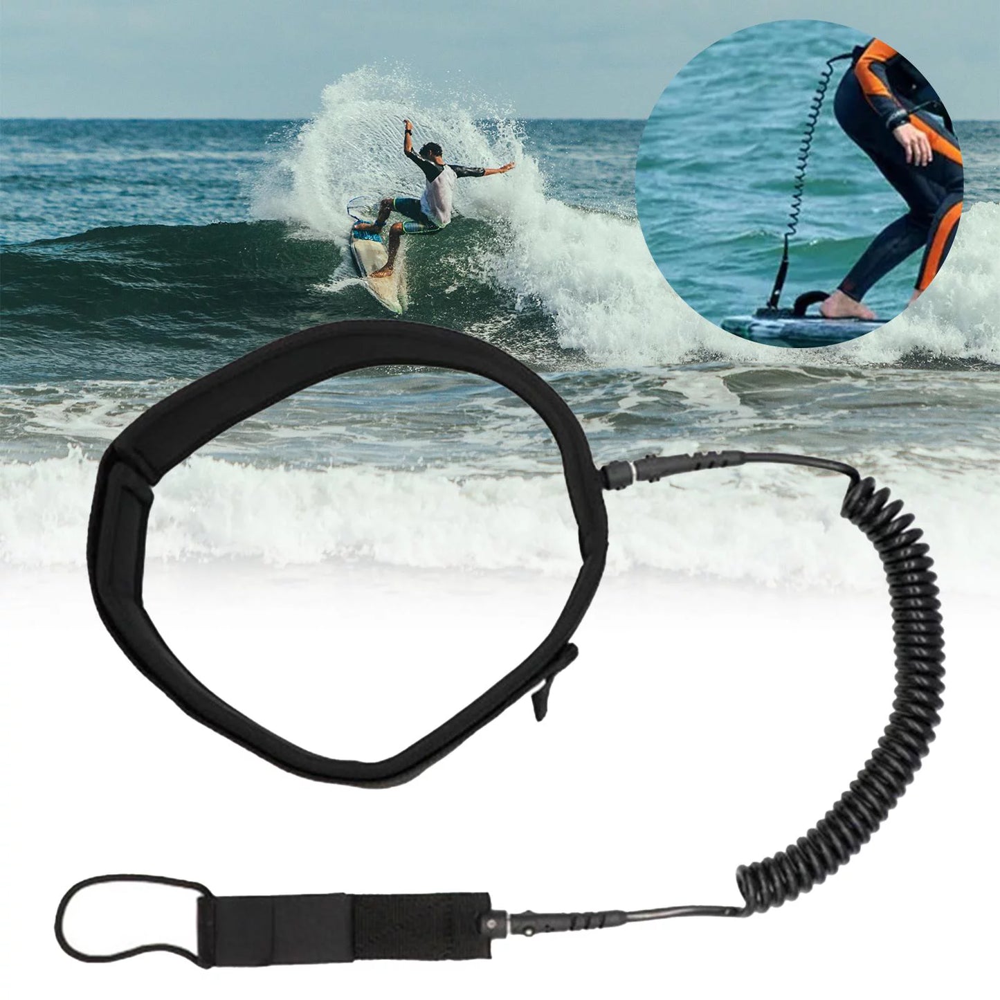 Sizeurfboard Leash Coiled Sizeurfing Leash Paddle Board Waist Belt Sizeurf Leash for Water Sizeports Sizetand up Paddleboard, Sizehortboard, Sizekimboard, Longboard 10FT