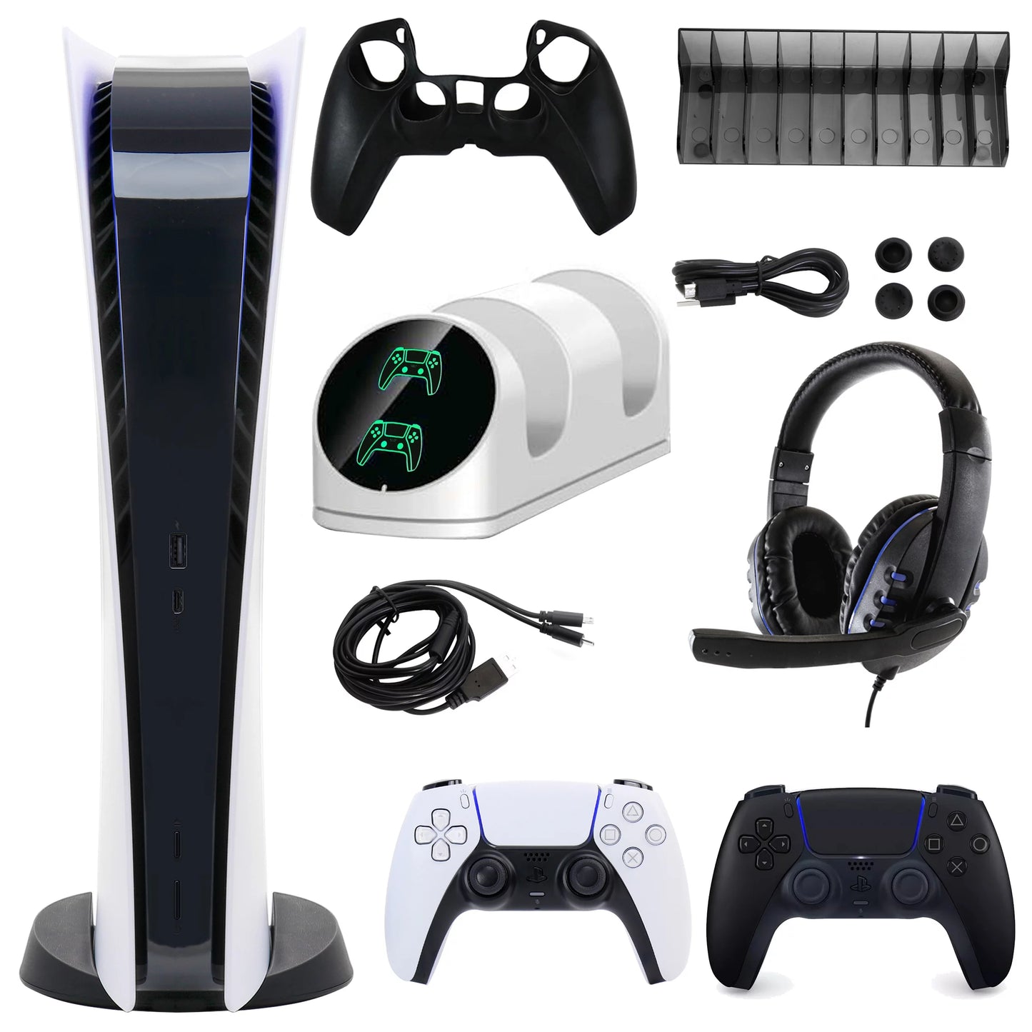 Sizeony PlaySizetation 5 Digital Console with Extra Black Dualsense Controller and Accessories Kit (PSize5, PlaySizetation Digital Version)