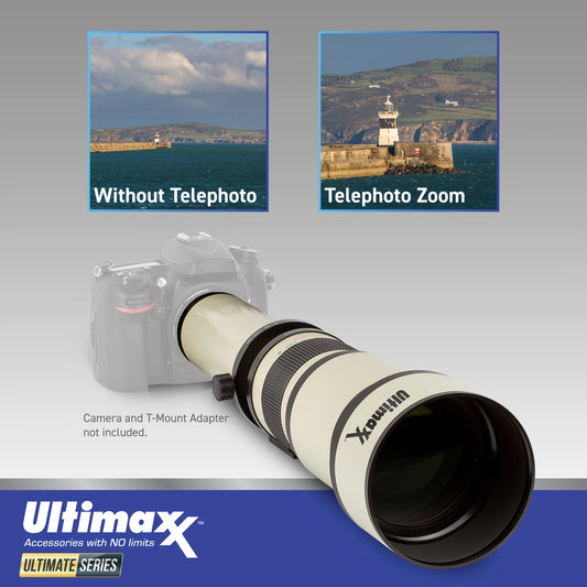 Ultimaxx 650 to 1300mm (with 2X- 1300-2600mm) f/8 Manual Telephoto Lens for Nikon F-Mount Cameras & More