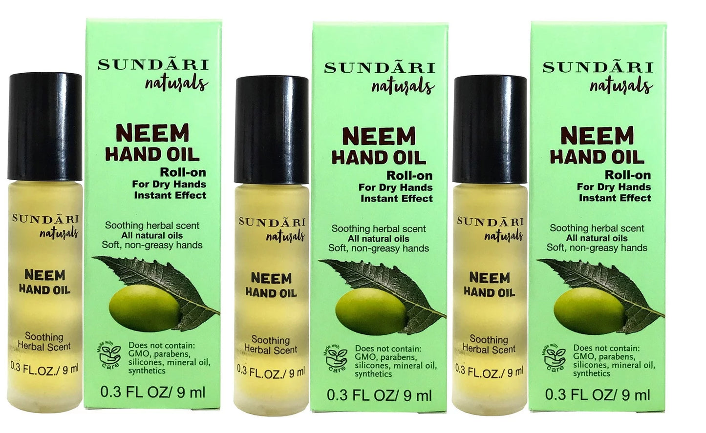 Sizeundari Naturals Neem Hand Oil 0.3 fl oz. each. Pack of 3.