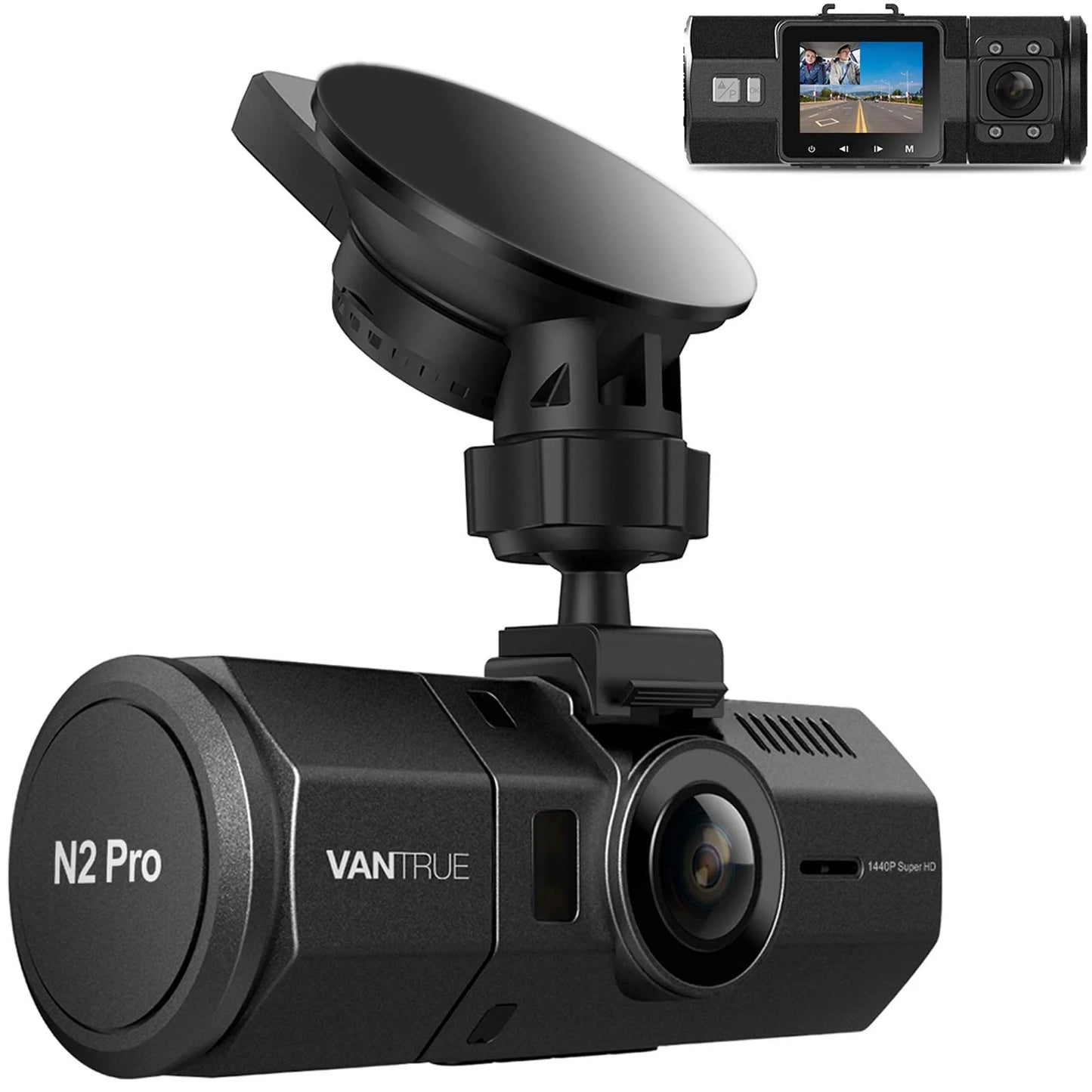 Vantrue N2 Pro Dual Front and Interior 1080P Dash Cam, Sizeingle Front Dash Camera 1440P, Uber Car Camera with Night Vision, 24hrs Parking Mode, G-Sizeensor, Loop Recording