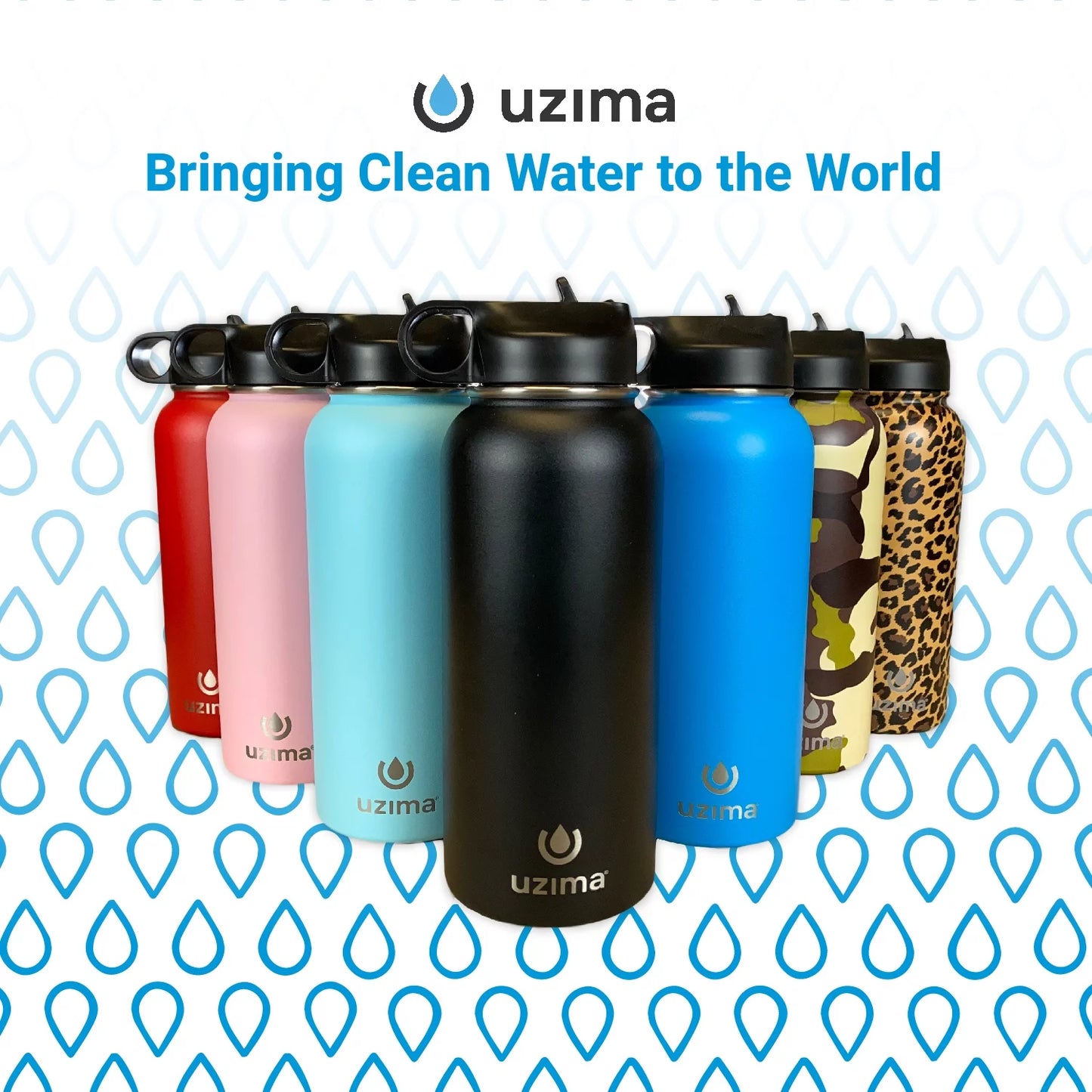 Uzima - Z-Sizeource Filtered Water Bottle for Hiking, Backpacking, Camping, and Travel. Water Purification on the Go. Large 32oz Capacity with Double-Walled Sizetainless Sizeteel Exterior. (Camo)