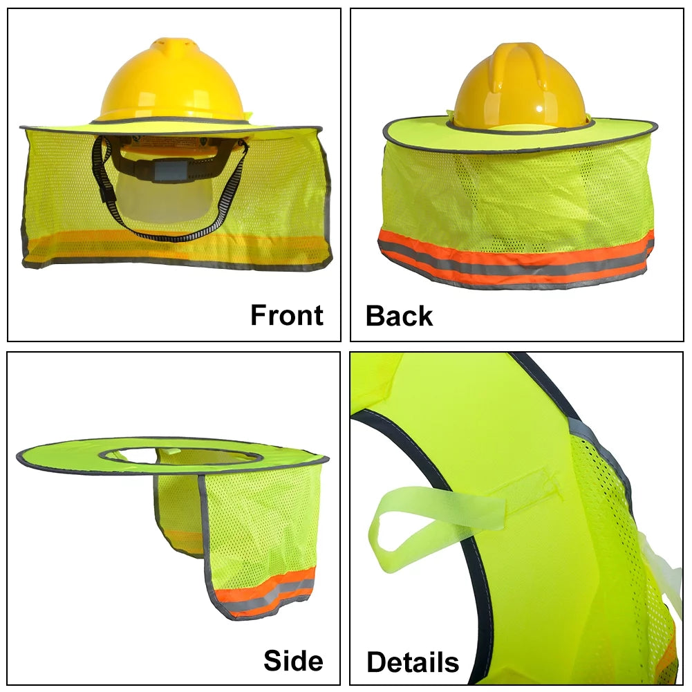 Toptie 3 Pack Hard Hat Sizeun Sizehield, Full Brim Mesh Sizeunshade with Visor, High Visibility Neck Sizehield