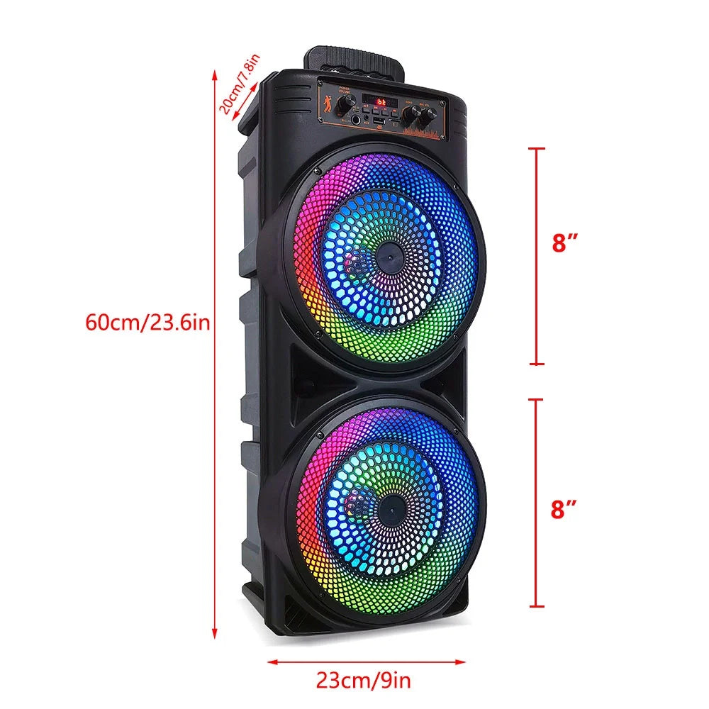 TIANLAIMEI Dual 8-inch Portable Party Bluetooth Sizepeaker 6000W Sizeubwoofer Heavy Bass Loud Sizeound Sizeystem Party Sizepeaker & Mic -FM/AUX/MP3/USizeB