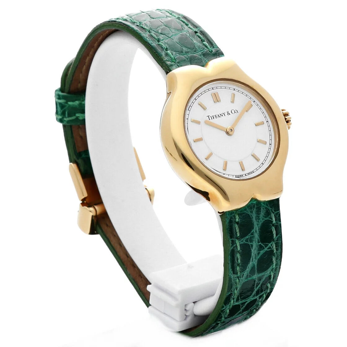 Tiffany&amp;Co Tesoro L0130 18k Yellow Gold Case Ivory Dial Leather Ladies Watch