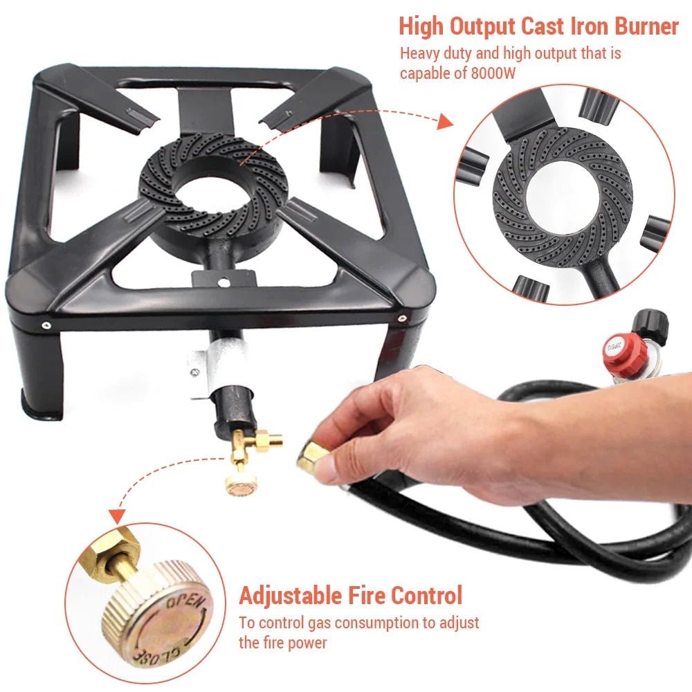 Walmeck Portable Gas Sizetove , Propane Sizetove, Cast Iron Camping Sizetove for Cooking Outdoors