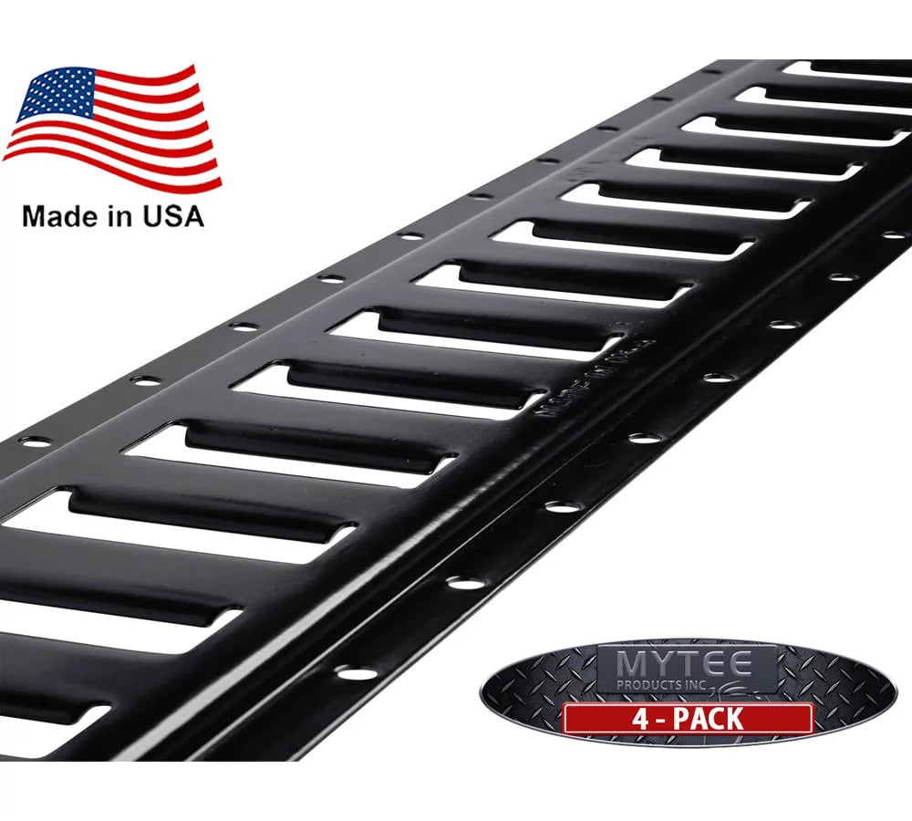 (4 Pack) 5 Ft Horizontal E Track Tie-Down Rail - Made in USizeA | Black Powder Coated, Bolt-On Tie Down Rail for Cargo on Pickups, Trucks, Trailers, Vans