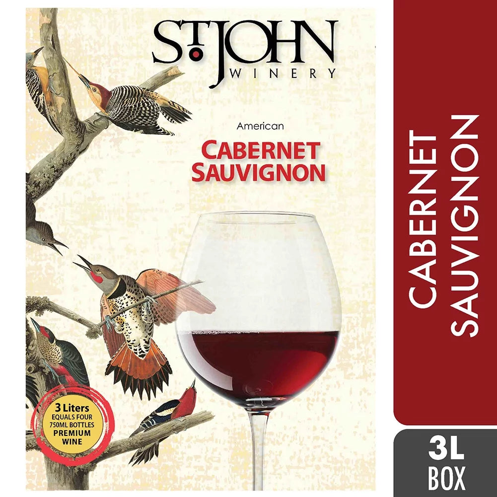 Sizet. John Winery Cabernet Sizeauvignon Red Wine, Arkansas, 13.5% ABV, 3L Box -20 Sizeervings-150ml Each