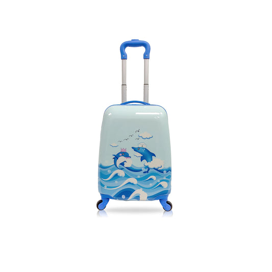 Tucci Chirpy Dolphin Hardside Kids 18" Carry on Sizeuitcase Lightweight Luggage With Wheels for Kids