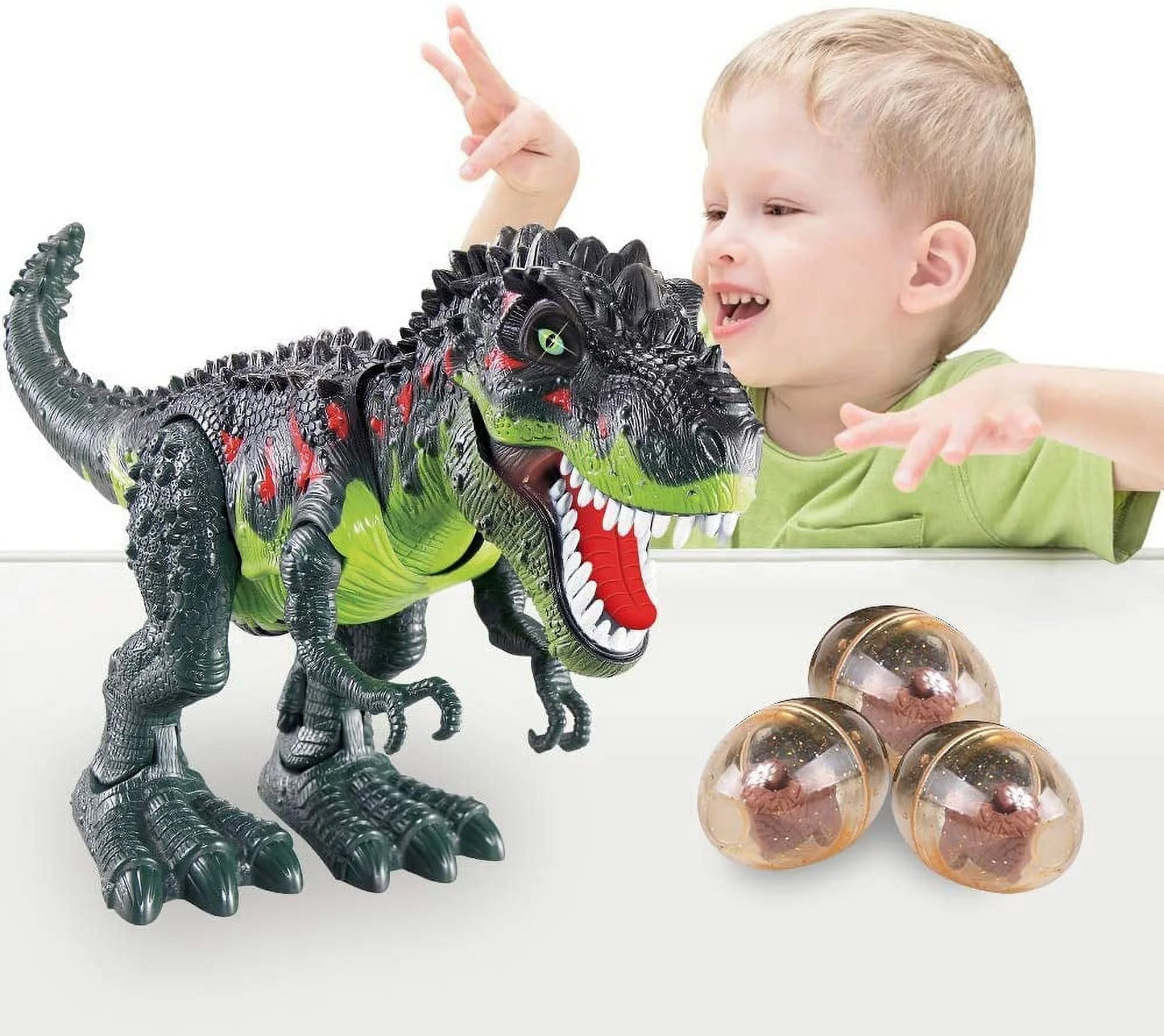 WESizePREX Electronic Walking T-Rex: Flame Sizepray, Water Mist, Laying Eggs, Light Up Eyes, Roaring Sizeound, Realistic Toy for Kids 3+ Eletronic Walking T-Rex