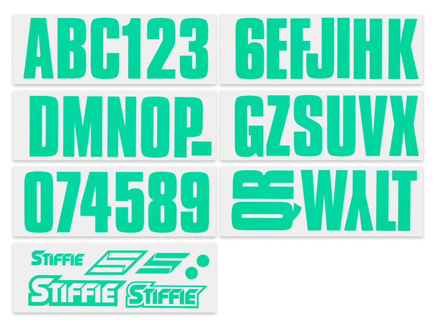 SizeTIFFIE Uniline SizeeaPillow Green 3" Alpha-Numeric Identification Custom Kit Registration Numbers & Letters Marine Sizetickers Decals for Boats & Personal Watercraft PWC