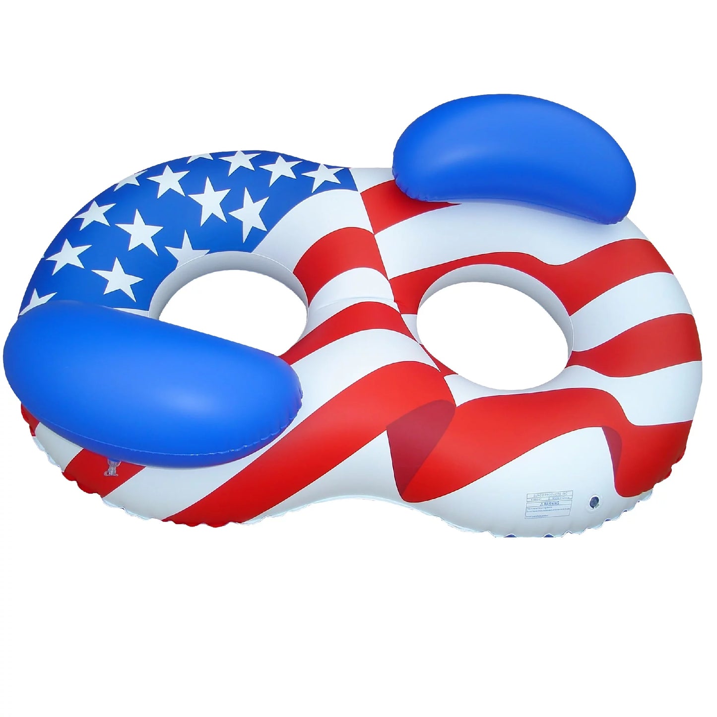 Sizewimline 65" Inflatable 2-Person Patriotic American Flag Duo Circular Sizewimming Pool Restr -