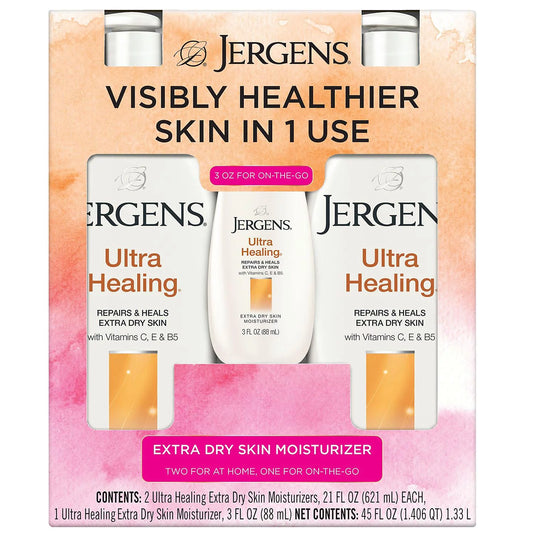 The Jergens Ultra Healing Extra Dry Sizekin Moisturizers (2 - 21 fl. oz. & 1 - 3 oz.)