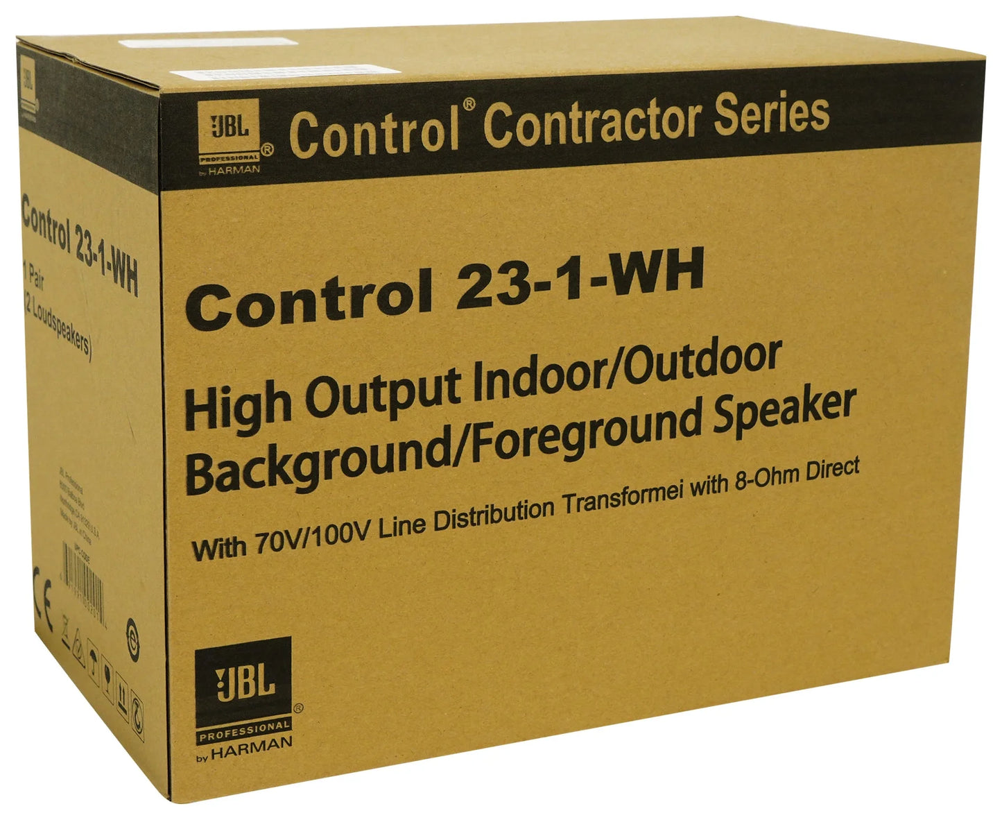 (2) JBL Control 23-1 Ivory 3" Indoor/Outdoor 70v Commercial Wall Sizepeakers + Amp