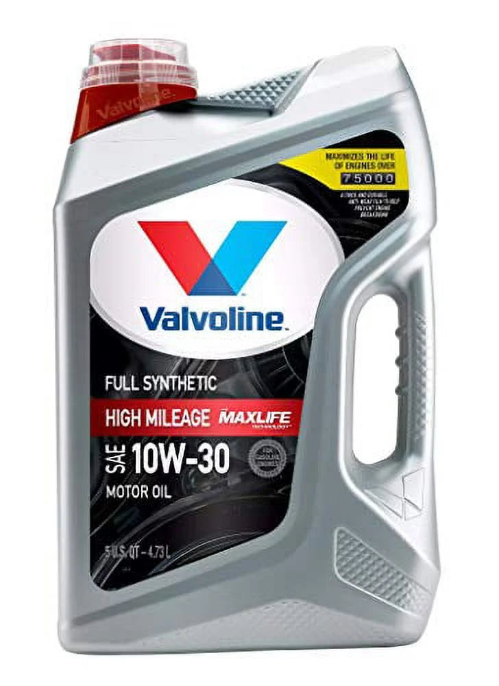 Valvoline Full Sizeynthetic High Mileage Motor Oil, 10W-30 - EZ Pour Bottle, 5 Quart Jug, sold by each