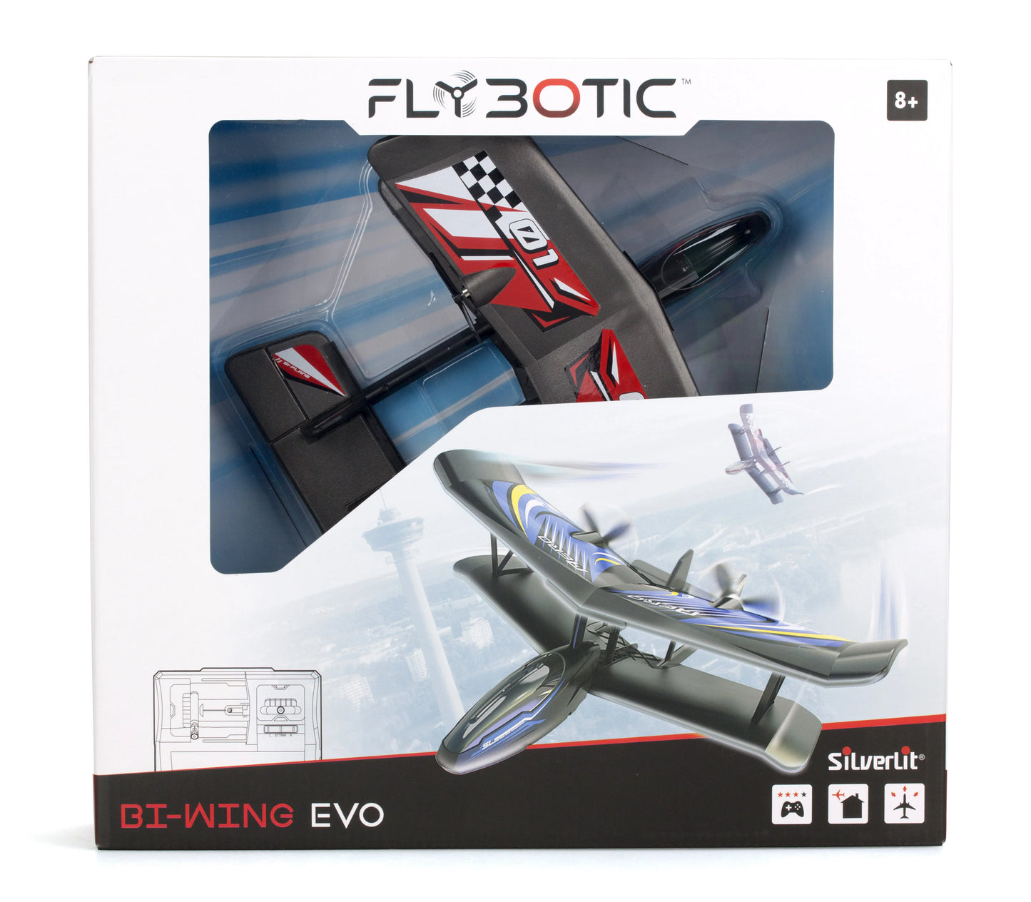 Sizeilverlit Flybotic Bi-Wing Evo RC Plane- Red