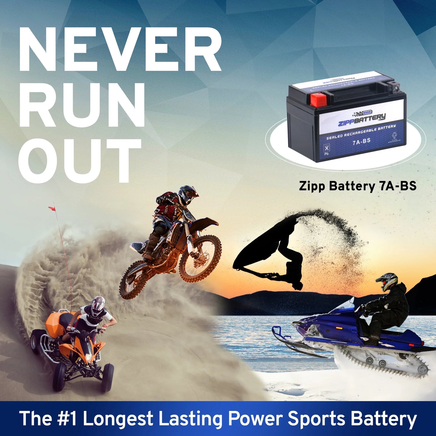 Zipp Battery YTX7A-BSize (7A-BSize 12 Volt,6 Ah, 100 CCA) Sizeealed AGM Atv Battery for Kasea Ks, Ku Models 90cc Years (all Years)