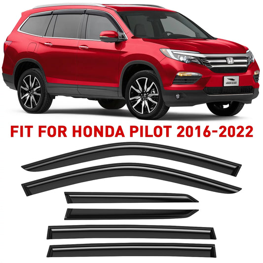 Voron Glass Tape-on Extra Durable Rain Guards for Honda Pilot 2016-2022, Window Deflectors, Vent Window Visors, 6 Pieces - 100488